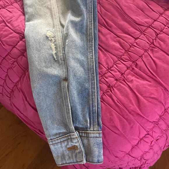 NWOT The Kooples Destroyed Denim Jacket light wash jean coat - Picture 10 of 17